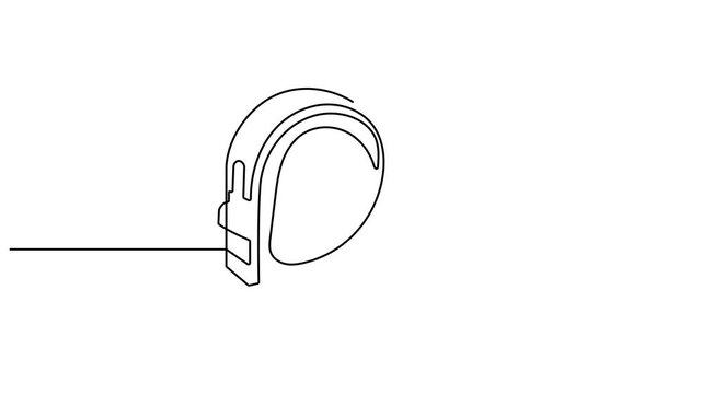 Self drawing animation one continuous line draw, logo, tape measure. 4k video