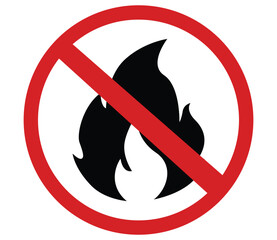 No Open Flame Warning Sign – Fire Safety Hazard Prohibition Icon Illustration