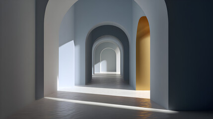 Fototapeta premium 3D Archways with Gentle Shadows and Minimalist Perspective