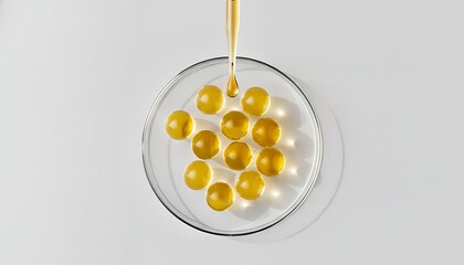 Abstract modern translucent oval pendant light with glowing amber spheres suspended by yellow cord