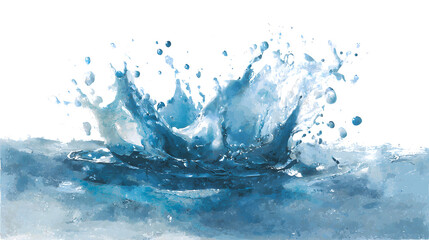 Blue and white splash of water with abstract movement and clarity