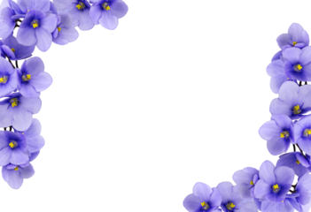Blue violet flowers in a corner arrangements isolated on white or transparent background