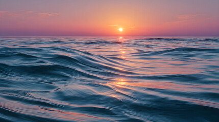 Brilliant Ocean View with Radiant Sunrise Colors and Rippling Water