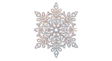 Elegant snowflake illustration intricate vector design with glitter effect isolated on white background for winter holiday themes