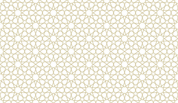 Traditional Islamic seamless pattern. Yellow and white Turkish background. Mosque window grid mosaic texture for wallpaper, decoration, backdrop.