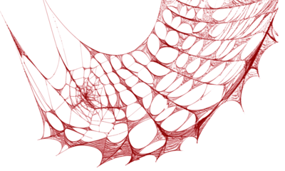 Red realistic spider web graphic element for halloween season decoration object