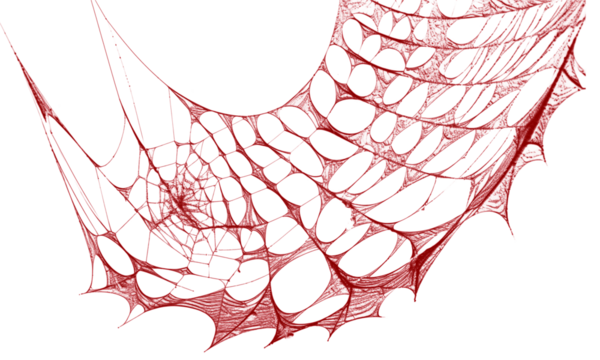 Red realistic spider web graphic element for halloween season decoration object