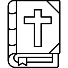 Fototapeta premium Bible Line Icon | Religious Book Outline Symbol | Minimal Christian Illustration