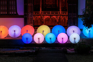 岐阜県関市の龍泰寺を彩る和傘ライトアップと幻想的アート演出