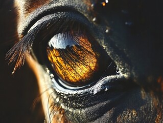 Horse Eye Close-up: Golden Reflections