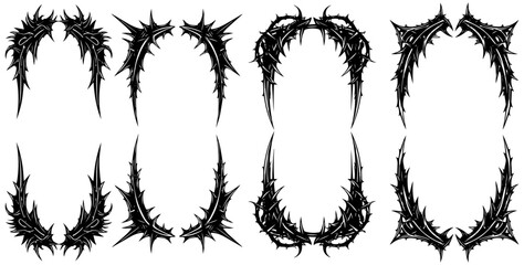 Spiky ornamental frames for striking designs, perfect goth style invitations or posters