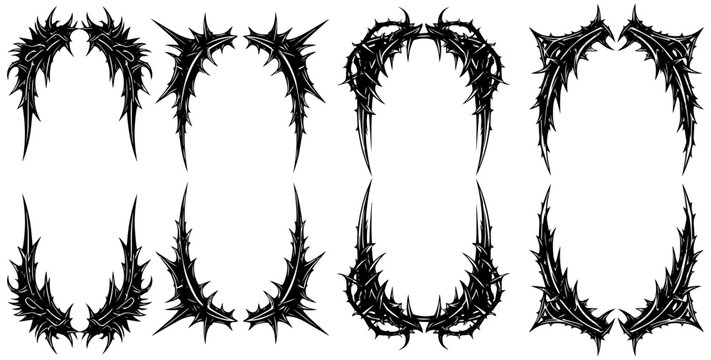 Spiky ornamental frames for striking designs, perfect goth style invitations or posters