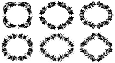 Elegant thorny frame elements for striking designs, perfect for Halloween projects