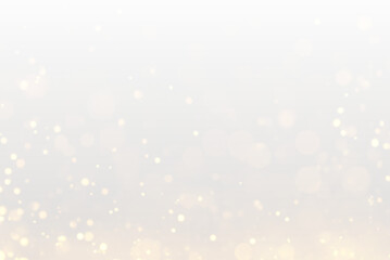 Glimmering gold particles float over glowing bokeh lights. Tiny glitter dust shimmers subtly. Elegant luxury overlay for festive cards or designs. PNG