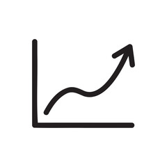 A simple black line graph showing an upward trend with a wavy line and arrow