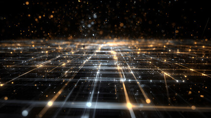 Obraz premium Grid of particle lights forming an intelligent system