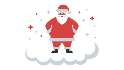 Santa Claus on Cloud: A charming illustration of a Santa Claus standing on a cloud surrounded by star elements, capturing the festive spirit.