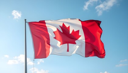 canadian flag against blue sky