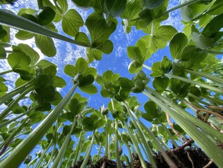 Looking Up Through Young Pea Plants