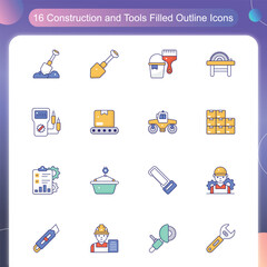Construction and tools Icons – Filled Outline Style Set 5