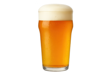 Golden beer in frothy glass, refreshingly cold