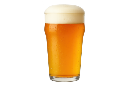 Golden beer in frothy glass, refreshingly cold