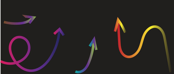 Colorful Gradient Arrow Line Art on Dark Background