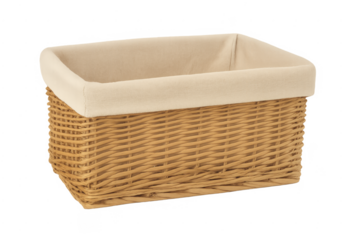 Wicker rattan storage basket with fabric liner