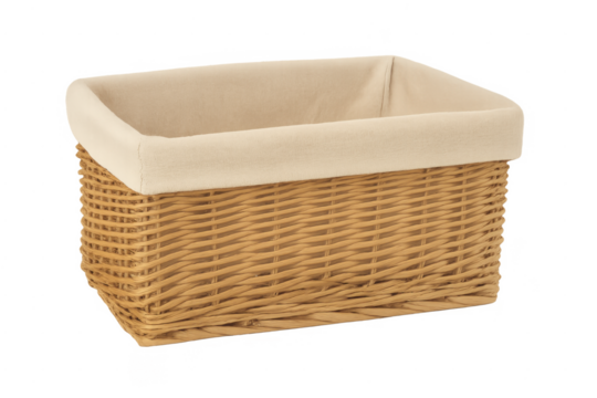 Wicker rattan storage basket with fabric liner