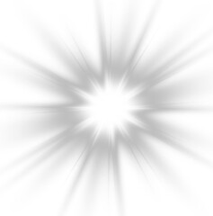 Bright white starburst with glowing light rays, soft bloom, lens flare and radiant sparkling highlights on a transparent PNG background.