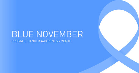 Blue ribbon on blue background for Hospital Poster Prostate cancer awareness month 