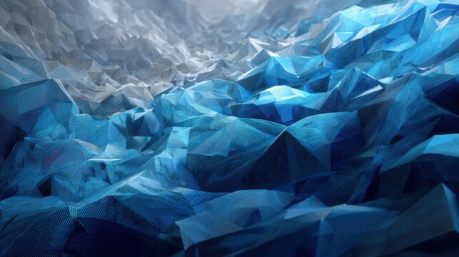 Abstract blue geometric landscape digital art