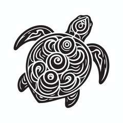 Black and white turtle with spiral patterns design