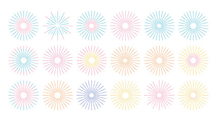 Collection of colorful abstract fireworks bursts