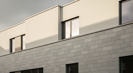 Abstract facade with windows, modern architecture under sky