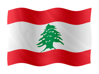 Fototapeta premium Digital composite. Flag of Lebanon waving with a fabric overlay. Lebanese Independence Day is celebrated on the 22nd November.
