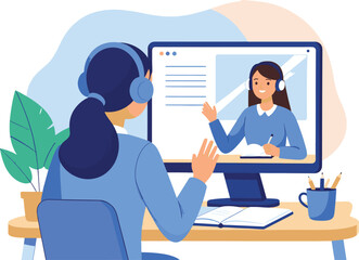 Online Video Meeting Illustration