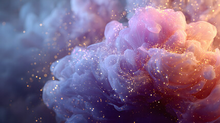 Soft Glow of Pastel Smoke with Sparkling Particles