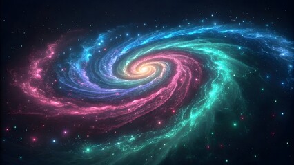 Stunning cosmic spiral with vibrant stars, perfect for science documentaries or futuristic design projects
