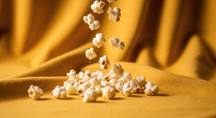 Popcorn falling onto yellow surface snack, cinema, festival, celebration