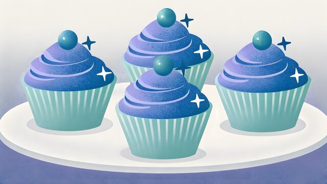 Delightful blueberry cupcakes with sweet frosting and playful sparkle, perfect for birthdays and celebrations