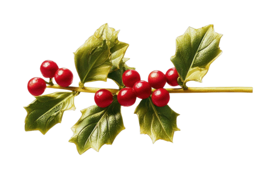 PNG Festive holly branch illustration