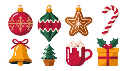 Festive Christmas Ornaments: a delightful composition of classic Christmas ornaments and symbols of the festive season, filled with joy and cheer.