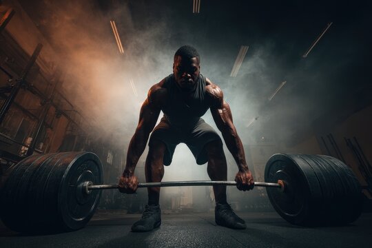 Powerlifter lifting a barbell in the gym