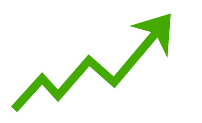 Green zigzag upward arrow
