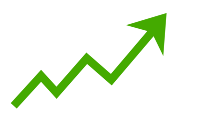 Green zigzag upward arrow