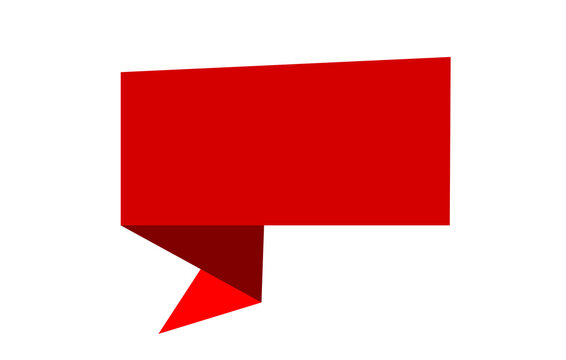 Red geometric speech bubble for announcement labels, chat messages, sale stickers, social media graphics, and modern design overlays