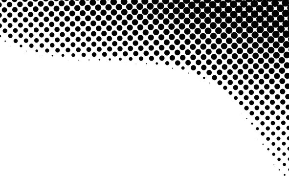 Black halftone dot fade border for retro comic textures, abstract backgrounds, smooth transitions, and modern design overlays