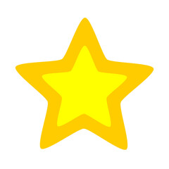 Yellow two-tone star icon for ratings, rewards, celebration stickers, kids graphics, and decorative design overlays