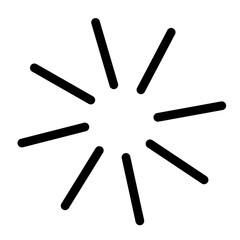 Black radial burst icon with thick rays for highlight effects, attention stickers, abstract accents, and modern graphic overlays